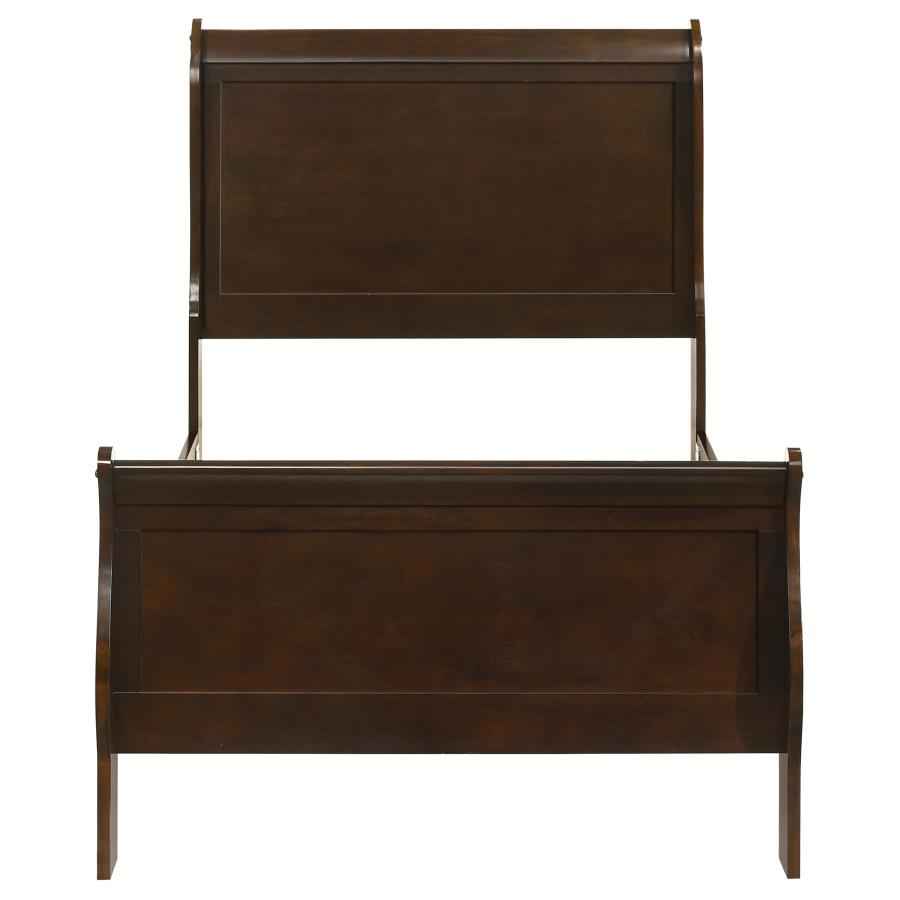 Louis Philippe Wood Twin Sleigh Bed Cappuccino