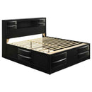 Briana Wood California King Storage Bookcase Bed Black