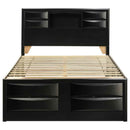 Briana Wood Queen Storage Bookcase Bed Black