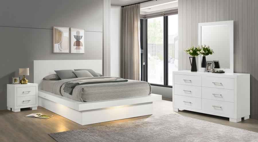 Jessica 4-piece Eastern King LED Bedroom Set Snow White