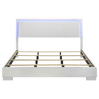 Felicity Wood Eastern King LED Panel Bed White High Gloss