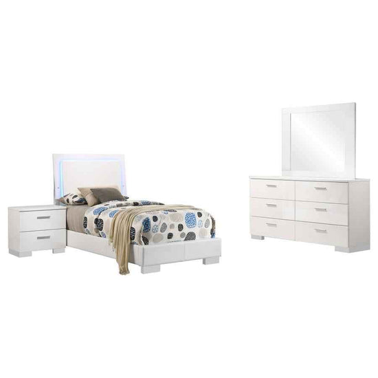 Felicity 4-piece Twin Bedroom Set White High Gloss