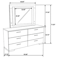 Felicity 6-drawer Dresser with LED Mirror White High Gloss