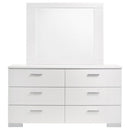 Felicity 6-drawer Wood Dresser with Mirror White High Gloss