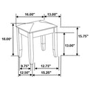 Felicity Upholstered Vanity Stool Metallic and Glossy White