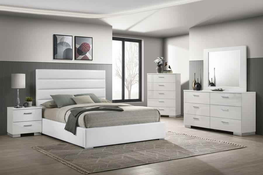 Felicity 5-piece Eastern King Bedroom Set White High Gloss