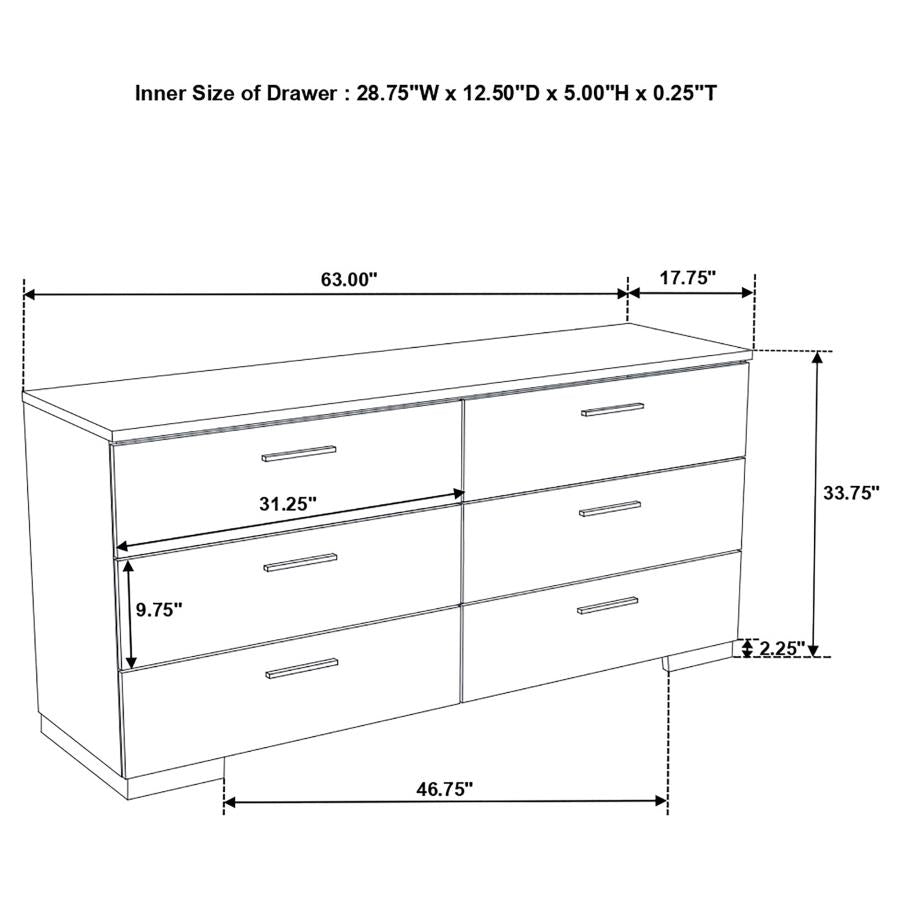 Felicity 4-piece California King Bedroom Set White High Gloss