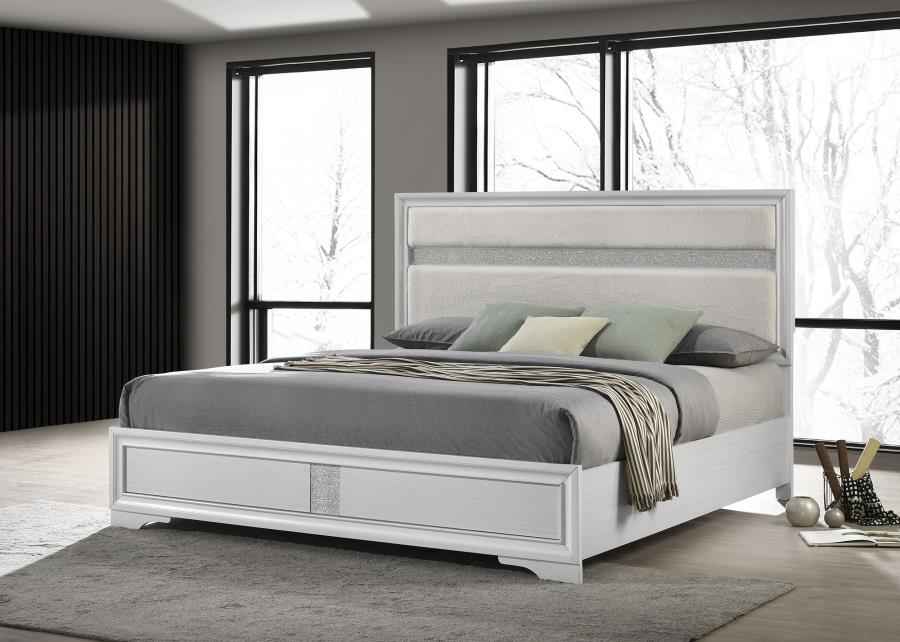 Miranda 54-inch Upholstered Eastern King Panel Bed White - Home & Sleep Outlet