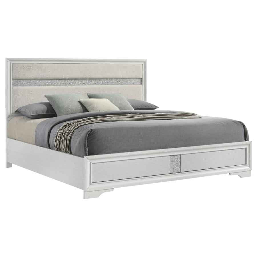 Miranda 54-inch Upholstered Eastern King Panel Bed White - Home & Sleep Outlet