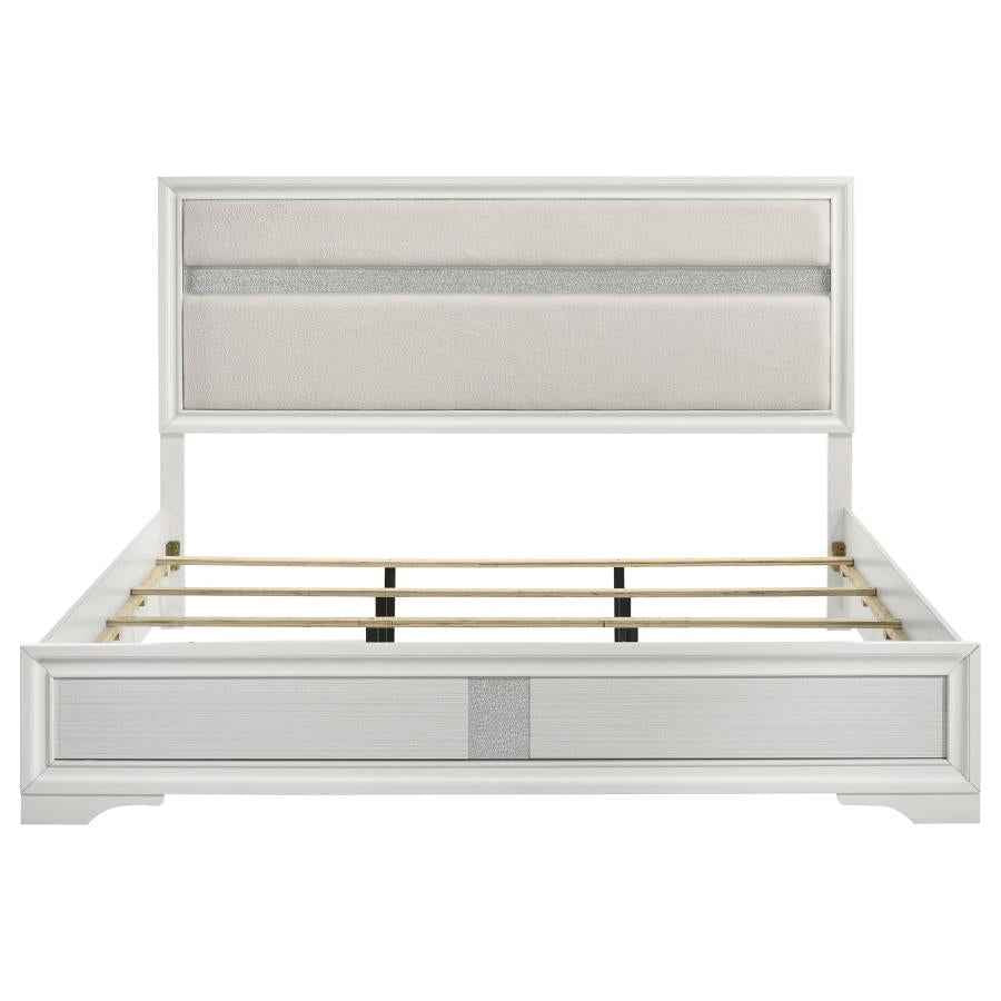 Miranda 54-inch Upholstered Eastern King Panel Bed White - Home & Sleep Outlet