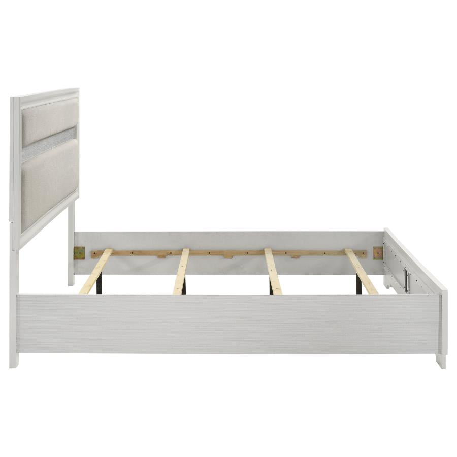 Miranda 54-inch Upholstered Eastern King Panel Bed White - Home & Sleep Outlet