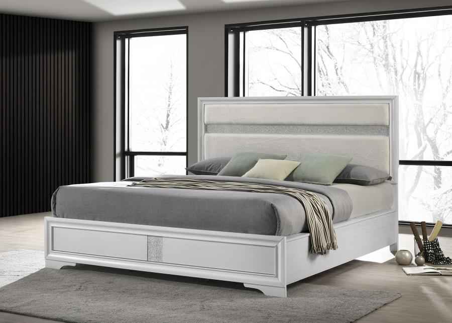 Miranda 54-inch Upholstered California King Panel Bed White - Home & Sleep Outlet