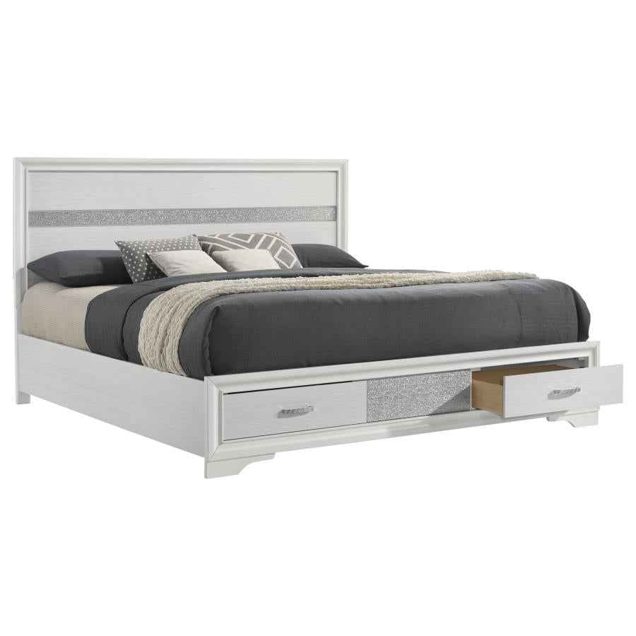 Miranda 51-inch Wood Eastern King Storage Panel Bed White - Home & Sleep Outlet