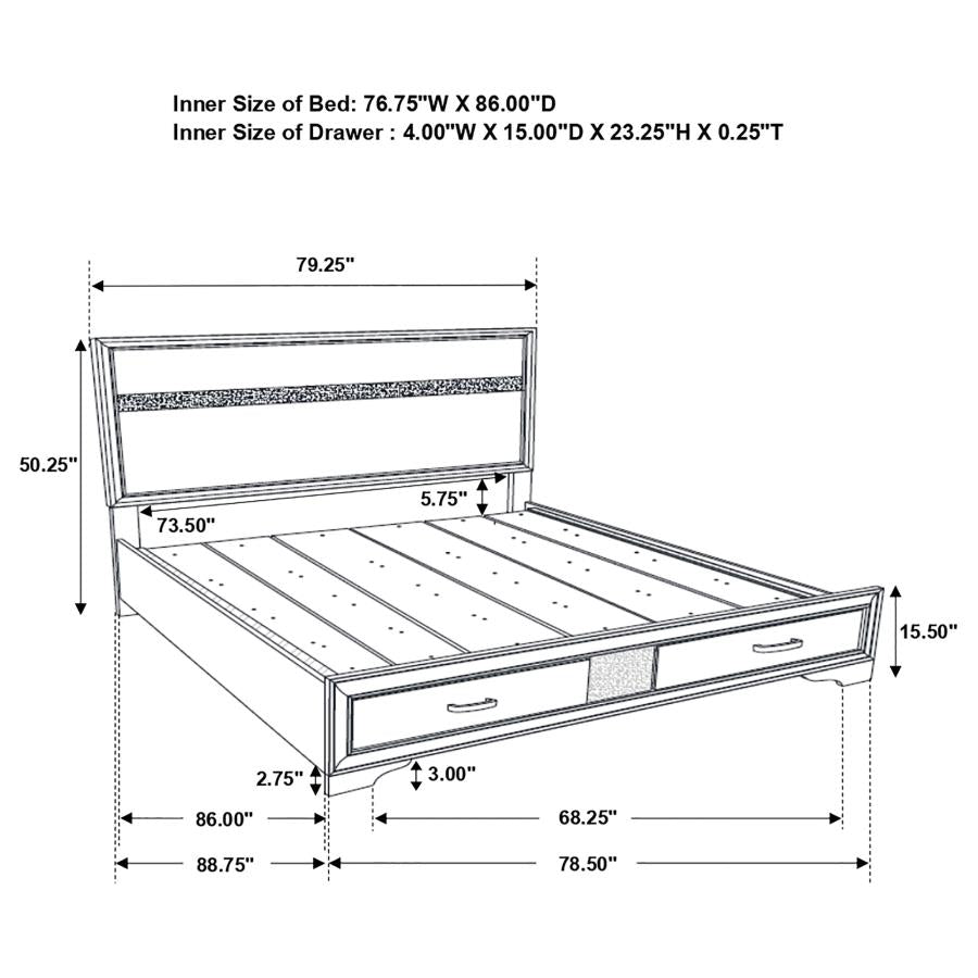 Miranda 51-inch Wood California King Storage Panel Bed White - Home & Sleep Outlet