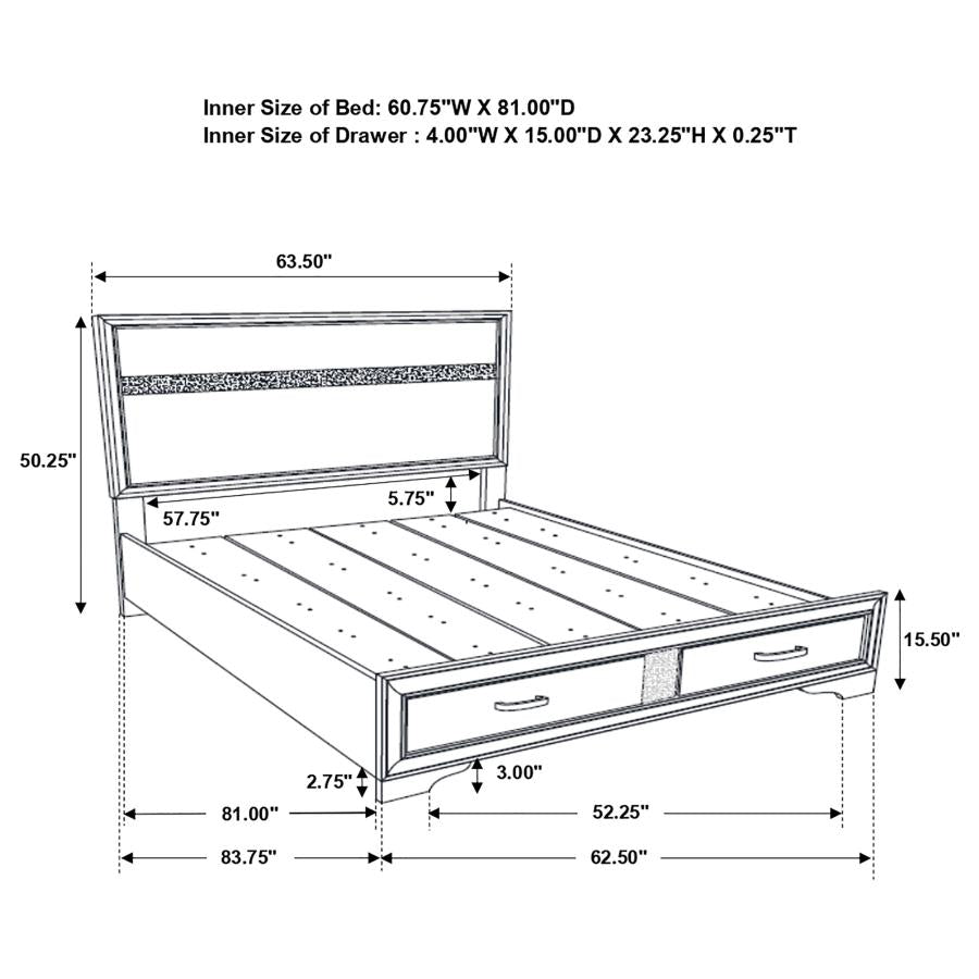 Miranda 51-inch Wood Queen Storage Panel Bed White - Home & Sleep Outlet