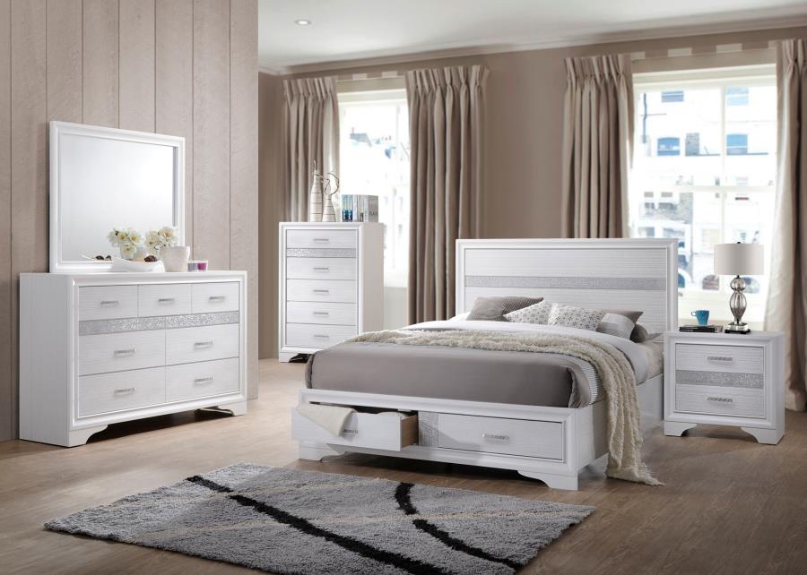 Miranda 51-inch Wood Queen Storage Panel Bed White - Home & Sleep Outlet