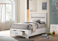 Miranda 51-inch Wood Twin Storage Panel Bed White - Home & Sleep Outlet