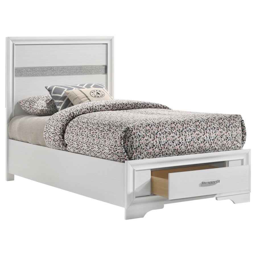 Miranda 51-inch Wood Twin Storage Panel Bed White - Home & Sleep Outlet