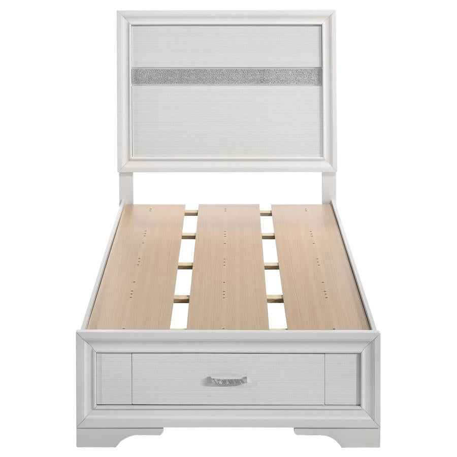 Miranda 51-inch Wood Twin Storage Panel Bed White - Home & Sleep Outlet