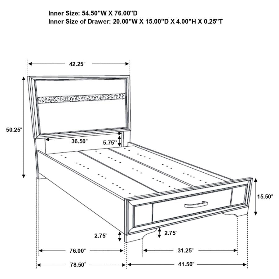 Miranda 51-inch Wood Twin Storage Panel Bed White - Home & Sleep Outlet