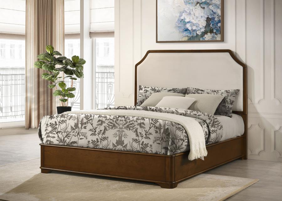 Home & Sleep Outlet - Garland 58-inch Queen Panel Bed Cream and Brown Cherry