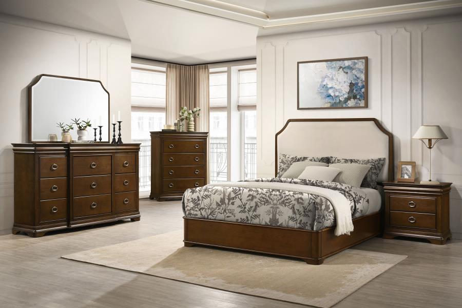 Home & Sleep Outlet - Garland 58-inch Queen Panel Bed Cream and Brown Cherry