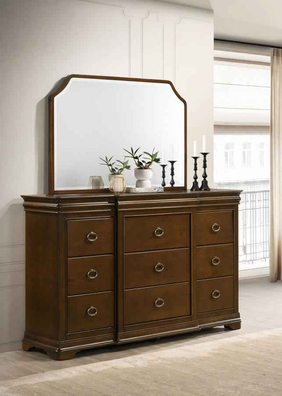 Garland 9-drawer Bedroom Dresser with Mirror Brown Cherry