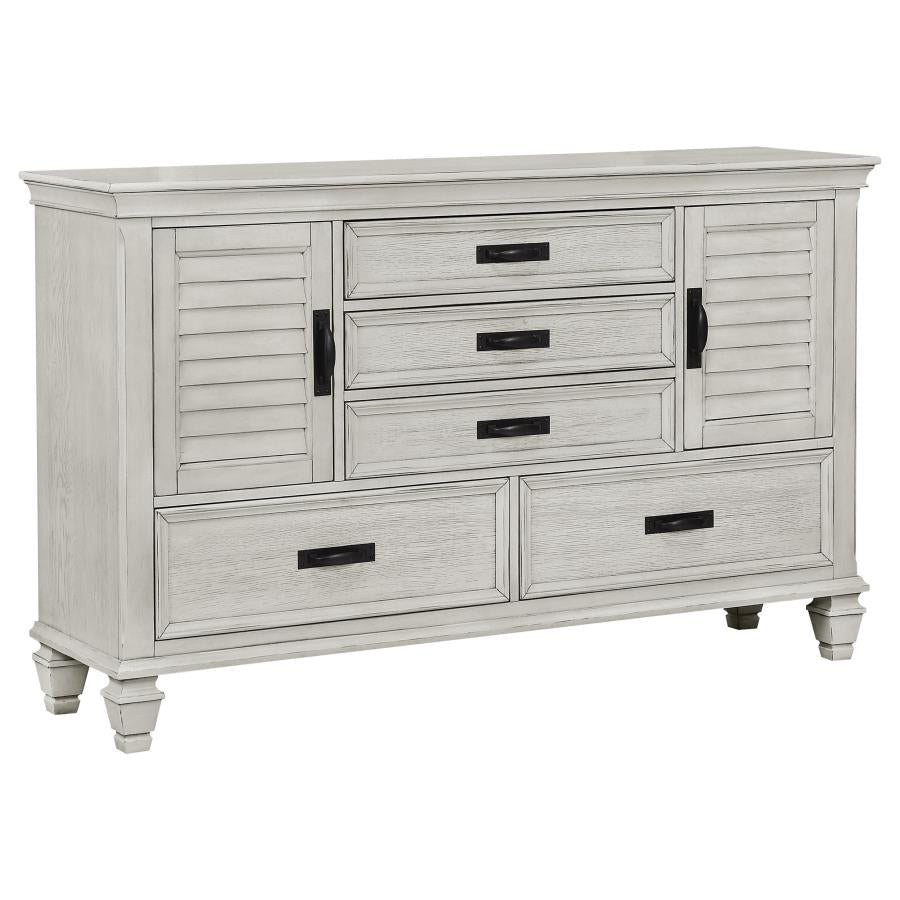 Franco 5-piece Queen Bedroom Set Distressed White