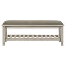 Franco Fabric Upholstered Bench with Shelf Distressed White
