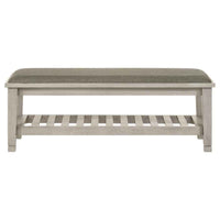 Franco Fabric Upholstered Bench with Shelf Distressed White