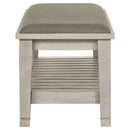 Franco Fabric Upholstered Bench with Shelf Distressed White