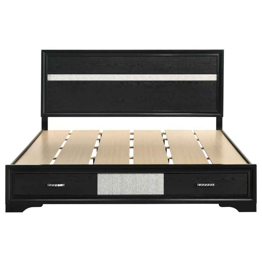 Miranda 51-inch Wood Eastern King Storage Panel Bed Black