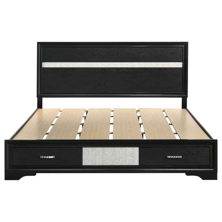 Miranda 51-inch Wood California King Storage Panel Bed Black