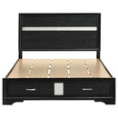 Miranda 51-inch Wood Queen Storage Panel Bed Black
