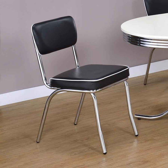 Retro Upholstered Dining Side Chair Black (Set of 2)