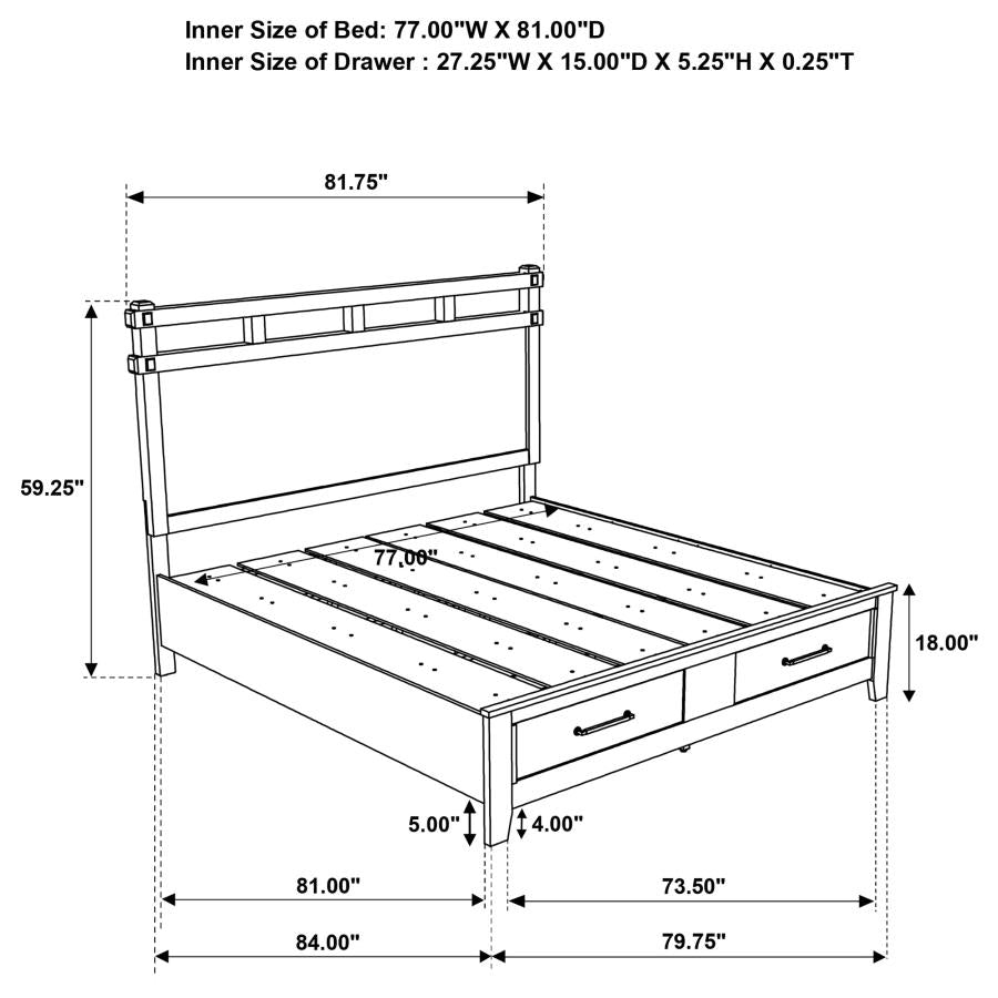 Home & Sleep Outlet - Hazlewood 59-inch Eastern King Storage Bed Vineyard Oak