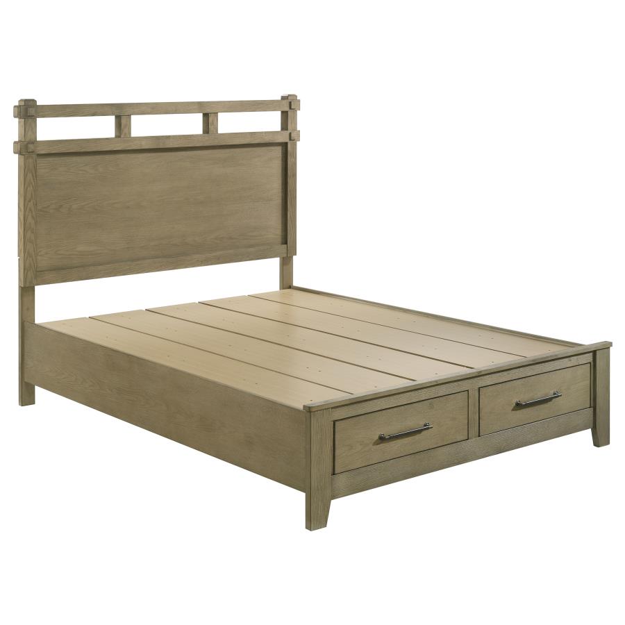Home & Sleep Outlet - Hazlewood 59-inch Queen Panel Storage Bed Vineyard Oak