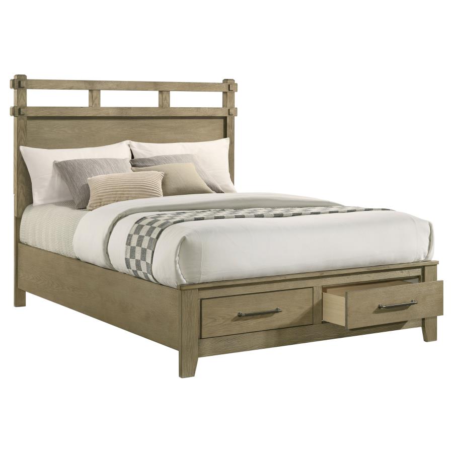 Home & Sleep Outlet - Hazlewood 59-inch Queen Panel Storage Bed Vineyard Oak