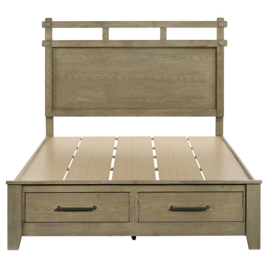 Home & Sleep Outlet - Hazlewood 59-inch Queen Panel Storage Bed Vineyard Oak