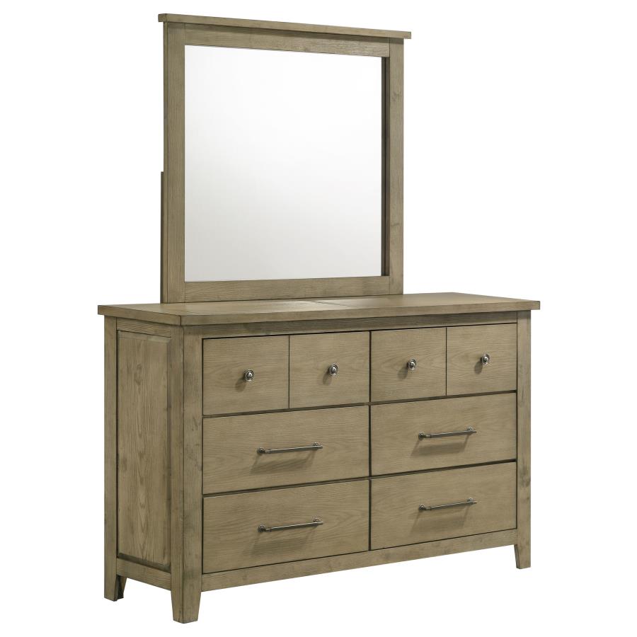 Home & Sleep Outlet - Hazlewood 6-drawer Bedroom Dresser with Mirror Vineyard Oak