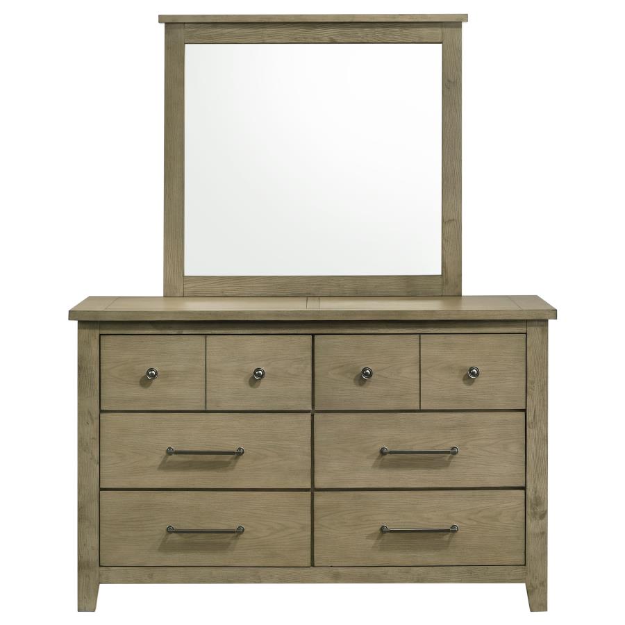 Home & Sleep Outlet - Hazlewood 6-drawer Bedroom Dresser with Mirror Vineyard Oak