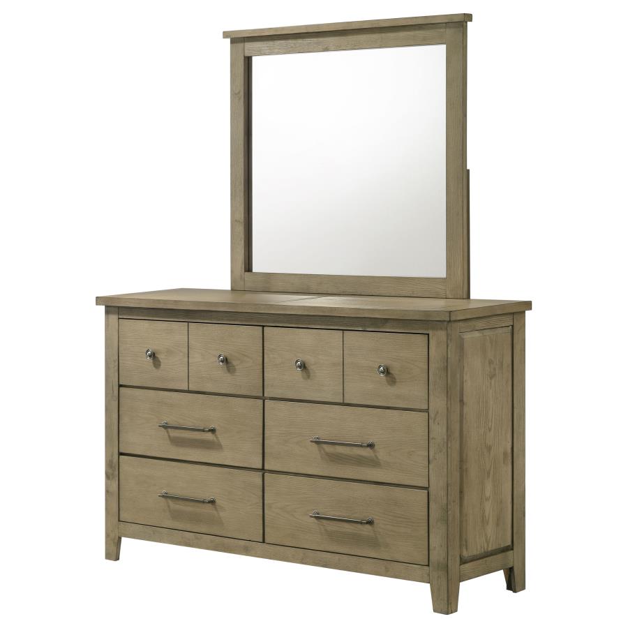 Home & Sleep Outlet - Hazlewood 6-drawer Bedroom Dresser with Mirror Vineyard Oak