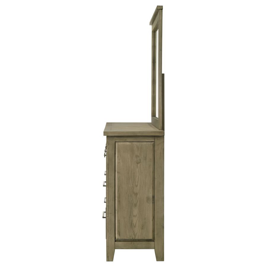 Home & Sleep Outlet - Hazlewood 6-drawer Bedroom Dresser with Mirror Vineyard Oak