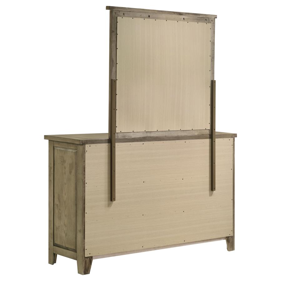 Home & Sleep Outlet - Hazlewood 6-drawer Bedroom Dresser with Mirror Vineyard Oak