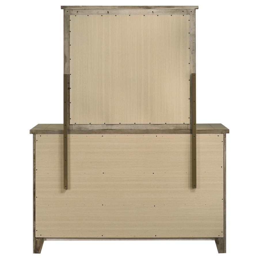 Home & Sleep Outlet - Hazlewood 6-drawer Bedroom Dresser with Mirror Vineyard Oak