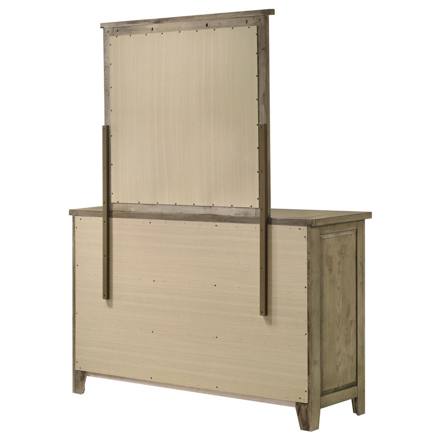 Home & Sleep Outlet - Hazlewood 6-drawer Bedroom Dresser with Mirror Vineyard Oak