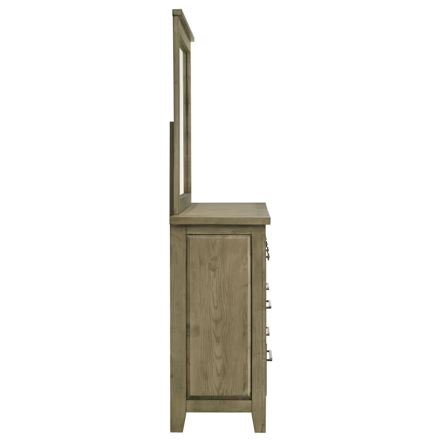 Home & Sleep Outlet - Hazlewood 6-drawer Bedroom Dresser with Mirror Vineyard Oak