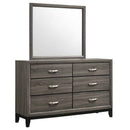 Watson 6-drawer Dresser with Mirror Grey Oak