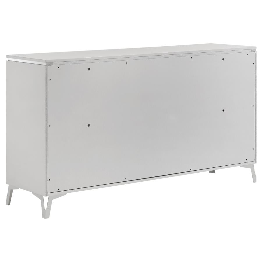 Cassia 4-piece Eastern King LED Bedroom Set White High Gloss