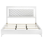 Home & Sleep Outlet - Cassia Eastern King LED Panel Bed White High Gloss